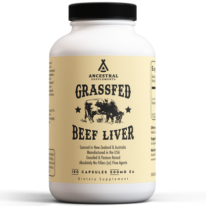 Ancestral Supplements Grass Fed Beef Liver180 Capsules, Supports Energy Production,Detoxification, Digestion, Immunity and FullBody Wellness, Non-GMO, Freeze Dried LiverHealth Supplement