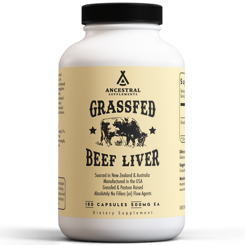 Ancestral Supplements Grass Fed Beef Liver180 Capsules, Supports Energy Production,Detoxification, Digestion, Immunity and FullBody Wellness, Non-GMO, Freeze Dried LiverHealth Supplement